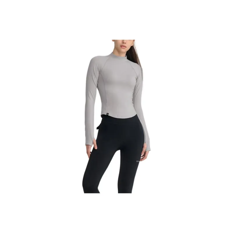 XEXYMIX Raglan Sleeve T Shirt Women's Light Gray-0