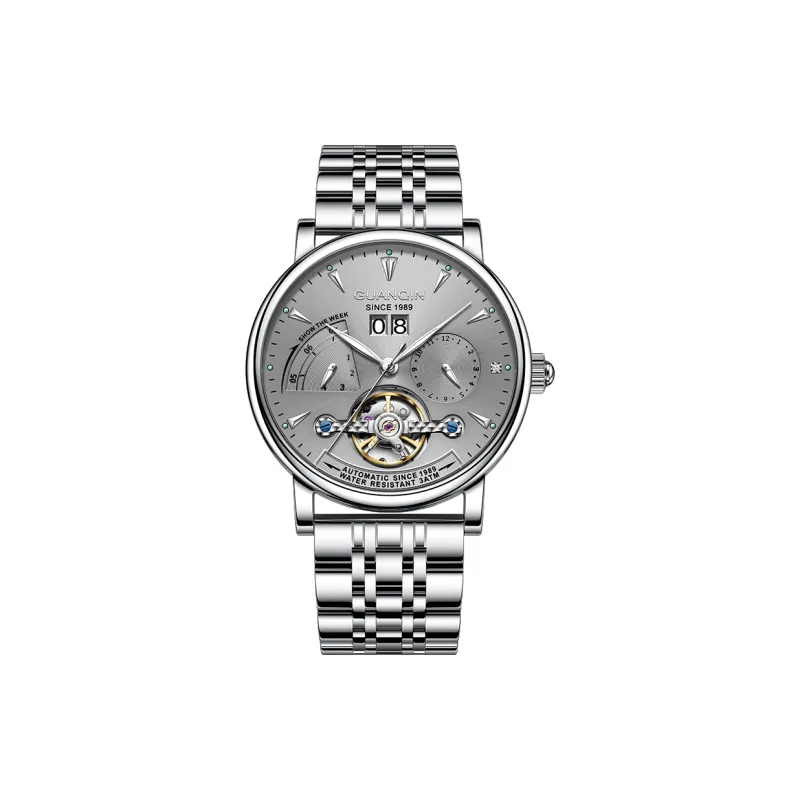 GUANQIN Collection Automatic Mechanical Movement Cow Leather Strap Watch Men's Watches Gray Dial-17
