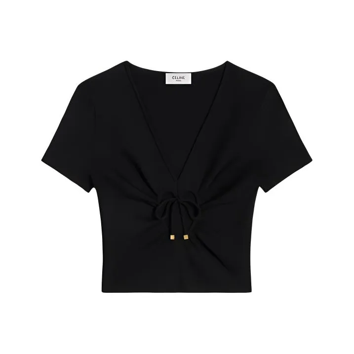 CELINE Heart Crop Top In Underpinning Silk And Cotton-0