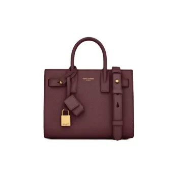 SAINT LAURENT Grain Leather Handbag Women's Cabernet Sauvignon Color