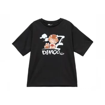 Pop Mart X UNIQLO Bubble Mart Co brand T Shirts Women's Dark Gray