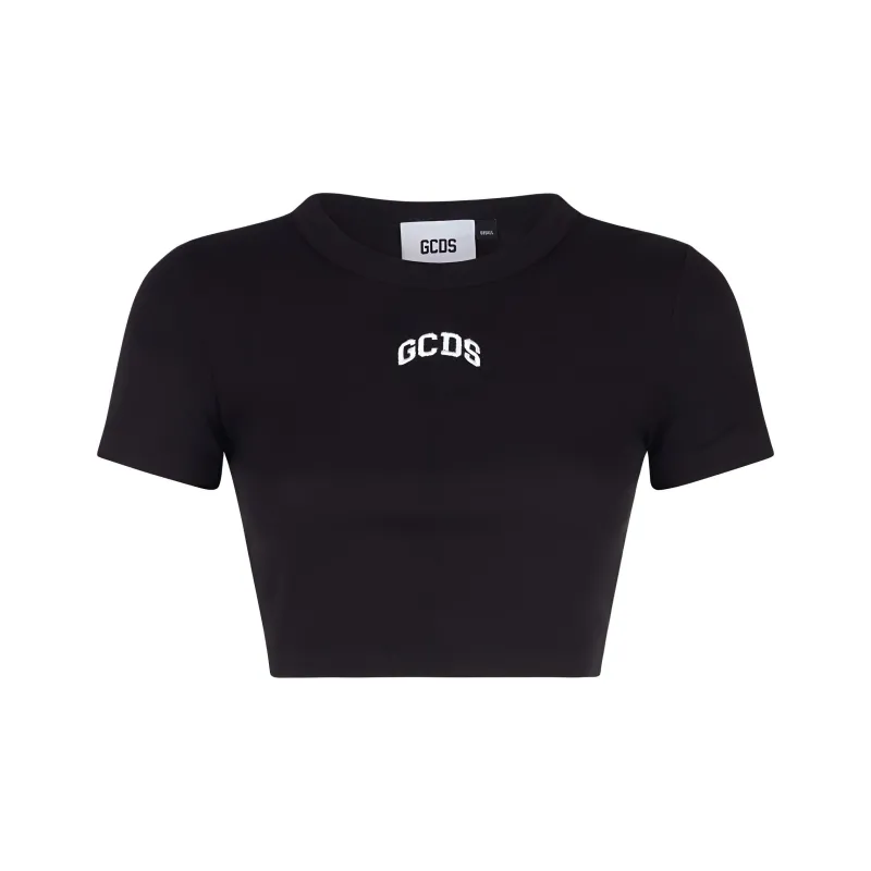GCDS Logo embroidered Cropped T shirt-0
