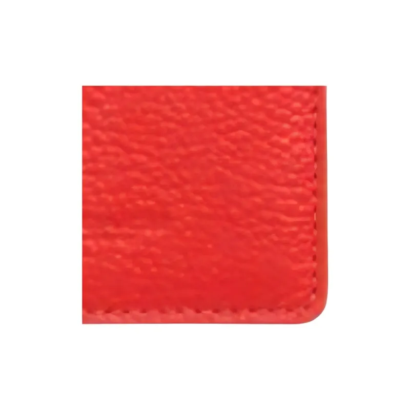 COACH Glossy Finish Pebbled Leather Card Holder, Wallet Mini Women's Coral Red-2