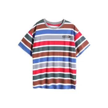 RTNH Top T Shirt Women's Red Blue Stripes