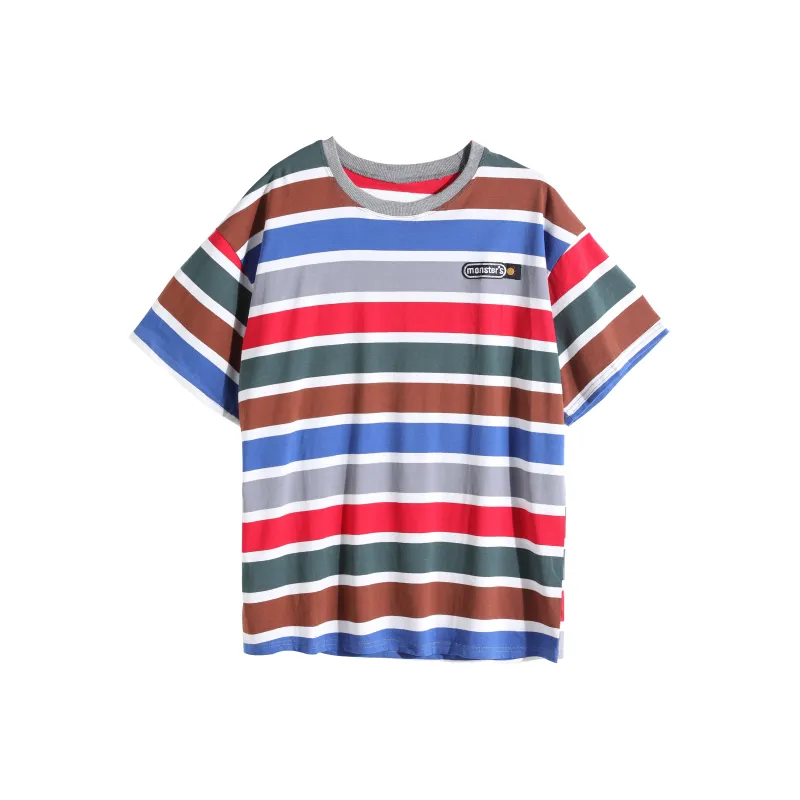 RTNH Top T Shirt Women's Red Blue Stripes-0