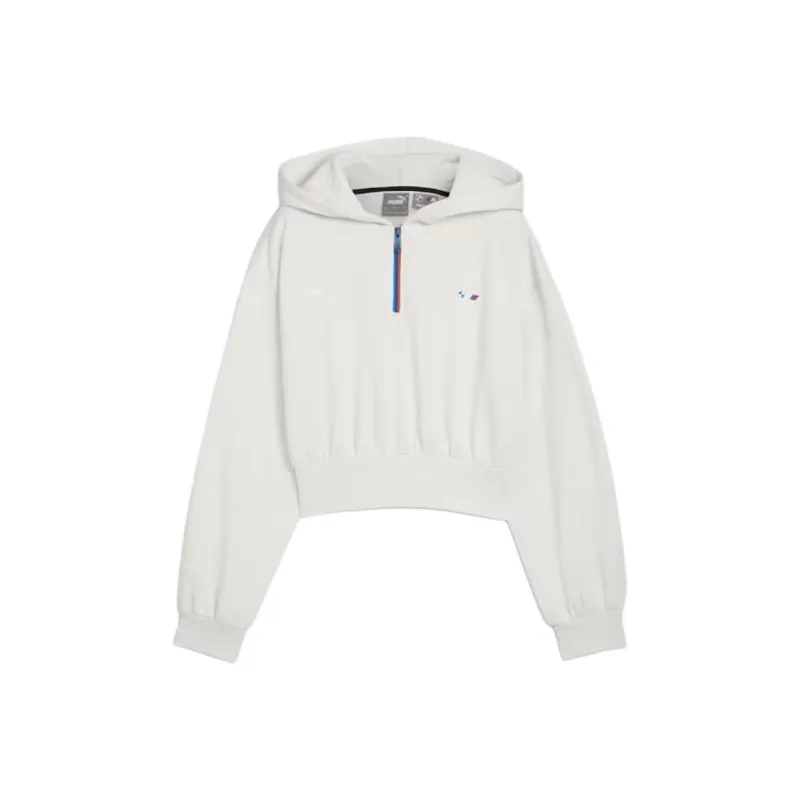 PUMA BMW M Motorsport ESSDRYCELL Half-Zip Hoodie Sweatshirt Women's Vapor Gray-0