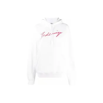 Balenciaga Cursive Logo Hoodie 'White/Orange'