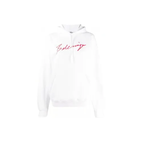 Balenciaga Cursive Logo Hoodie 'White/Orange'