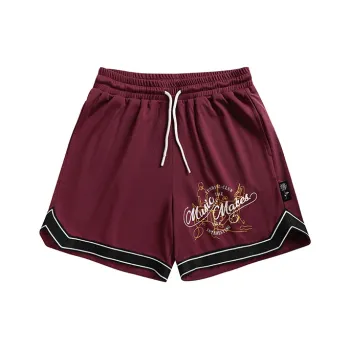 LUSHISI Basketball Shorts Unisex Maroon