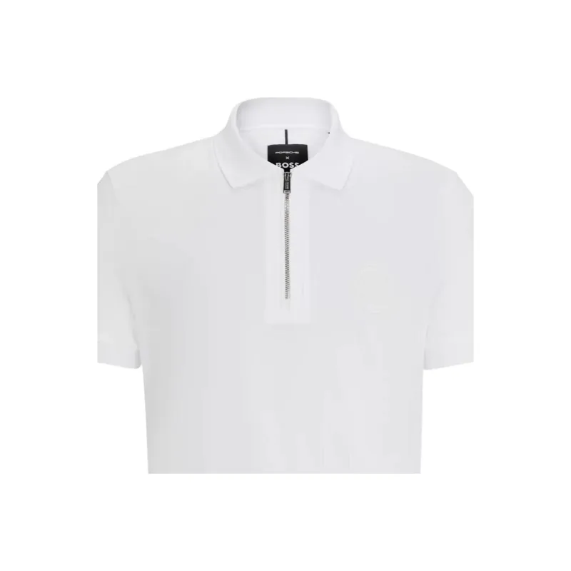 HUGO BOSS x Porsche Polo Shirt In Mercerized Cotton Polo Shirt Men's White-4