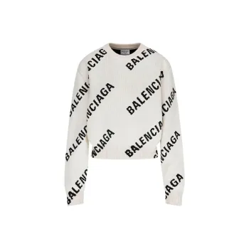 Balenciaga Allover Logo Crewneck 'Chalky White/Black'