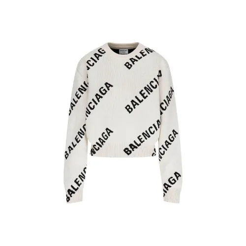 Balenciaga Allover Logo Crewneck 'Chalky White/Black'
