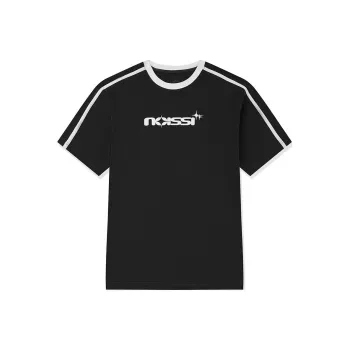 QIAODAN Drop Shoulder Sleeve T Shirt Women's Black/White