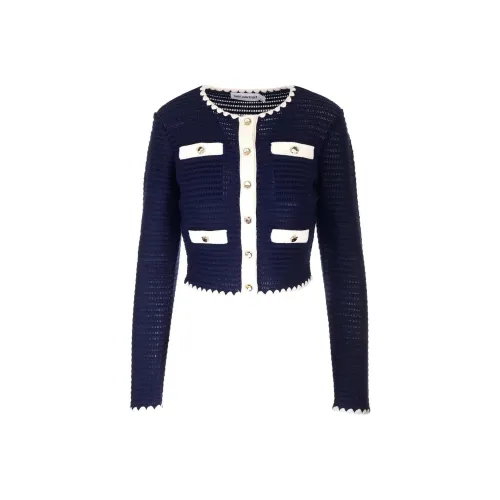 Self-portrait Crochet Contrast Tirm Cardigan