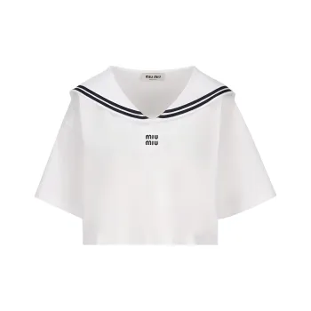 MIU MIU Drop Shoulder Sleeve T Shirt Women's White