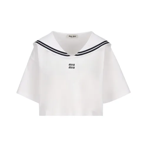 MIU MIU Drop Shoulder Sleeve T Shirt Women
s White
