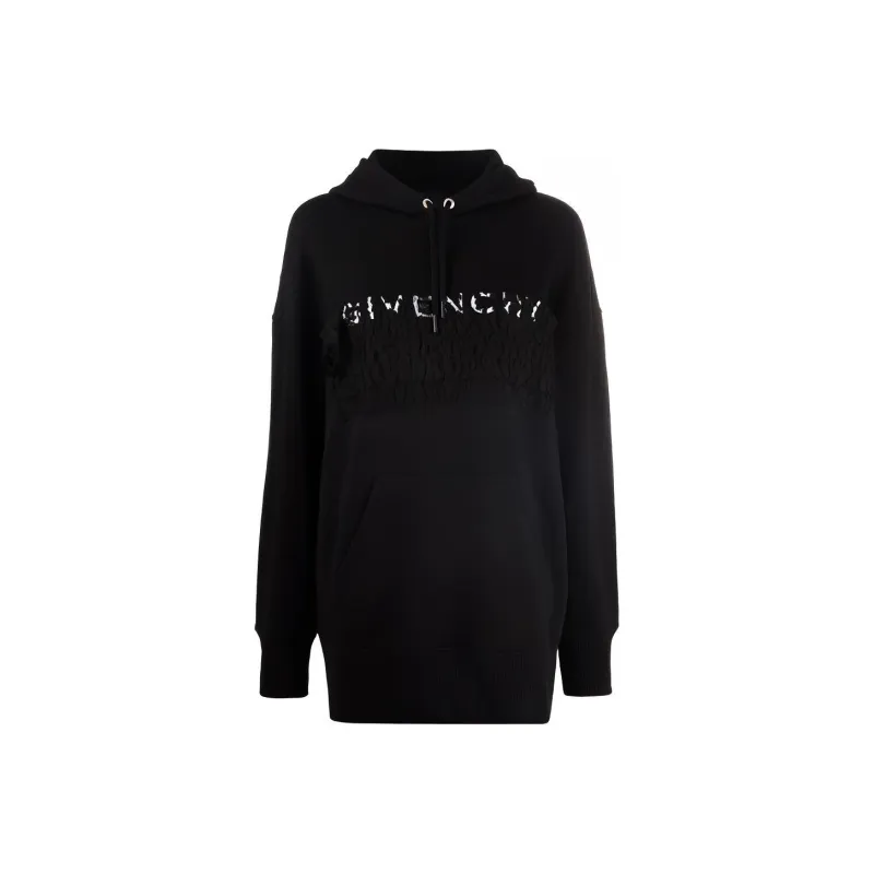 Givenchy Lace Oversized Hoodie 'Black'-0