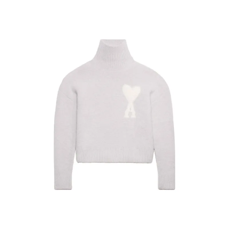 Ami Paris Cloudy Wool Ami De Coeur Sweater Earl Grey/Ivory-0