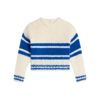 CELINE Striped Crew Neck Sweater In Chunky Mohair And Wool