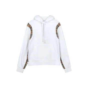 Burberry Vintage Check Panel Oversized Hoodie White