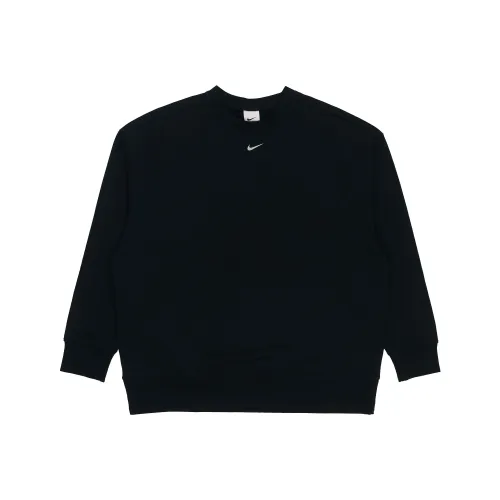 Nike Women'ss Logo Knit Crewneck pullover Hoody Sweatshirt Black