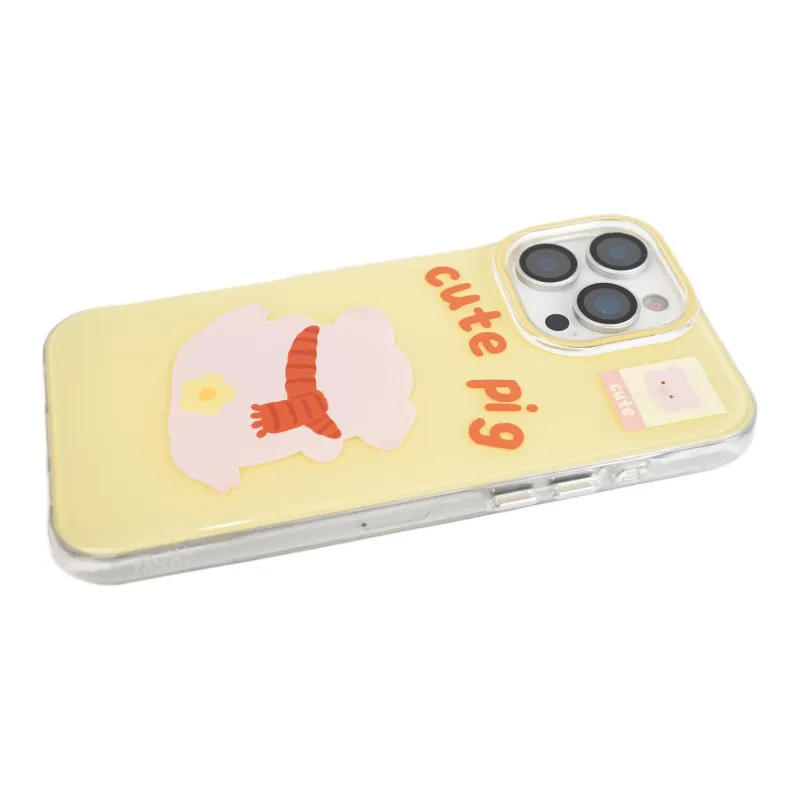 Wei Xin Acrylic Material Scarf Pink Pig Back View Phone Cases Compatible With IPhone 16/15 Pro Max/Apple 13/14 Pro/Max-7
