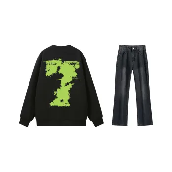 SUNSETMONENT Jeans Sweatshirt Coat Set Unisex