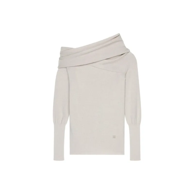 GIVENCHY Asymmetric Draped Sweater Women's Light Umber-0