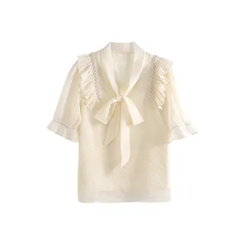 KUNZHUDAXIANG Shirts Women's Apricot