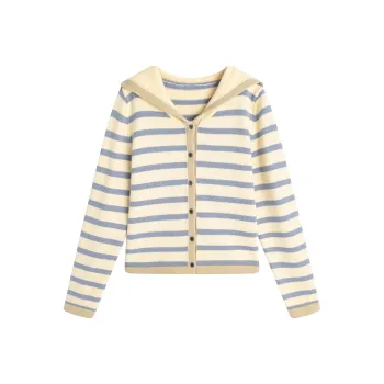 Delight in you Sweaters Women's Beige & Blue & Purple Stripes