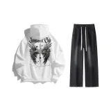 White Sweatshirt+Black Jeans