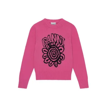 GANNI Logo Intarsia Knitted Jumper