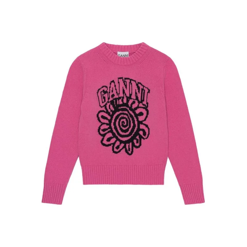 GANNI Logo Intarsia Knitted Jumper-0