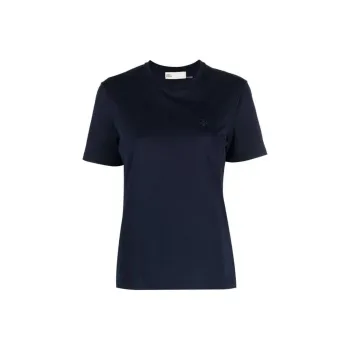 TORY BURCH Logo Embroidered Crewneck T Shirt