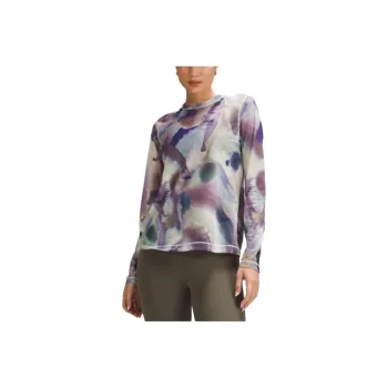 Lululemon Keyhole T-Shirt Women's Ink Island Light Purple Mixed Color