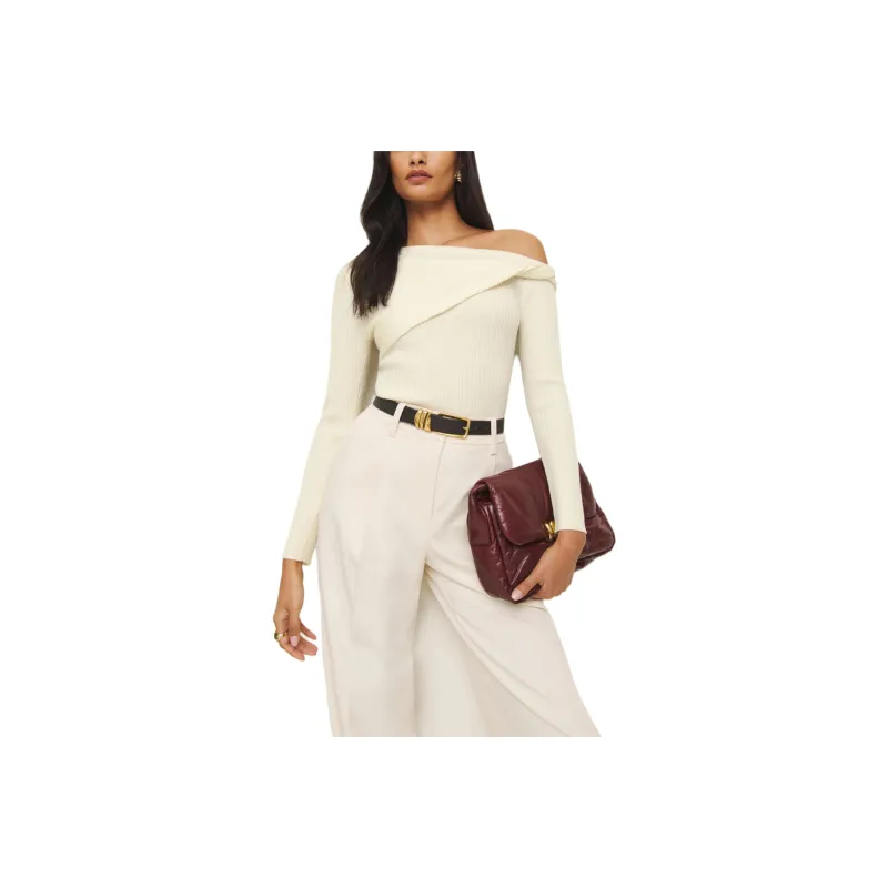 REFORMATION Lilou Regenerative Merino Sweater Sweater Women's Cream-0