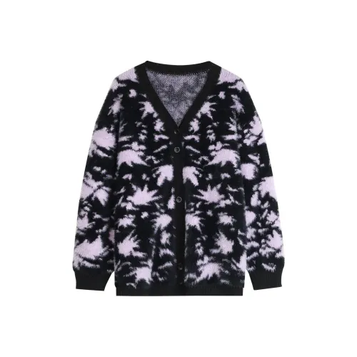 BLUEerror Knitwear Women's Black Background With Purple Flowers