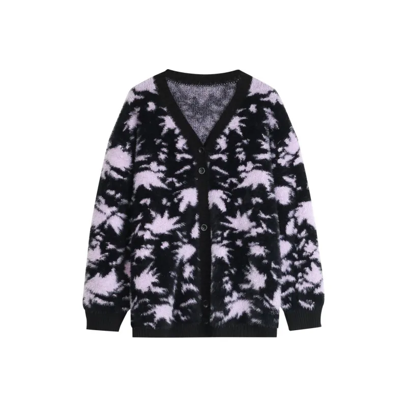 BLUEerror Knitwear Women's Black With Purple Floral-0