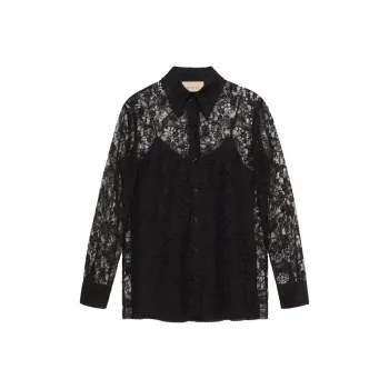 GUCCI Lace Patterned Blouse Black