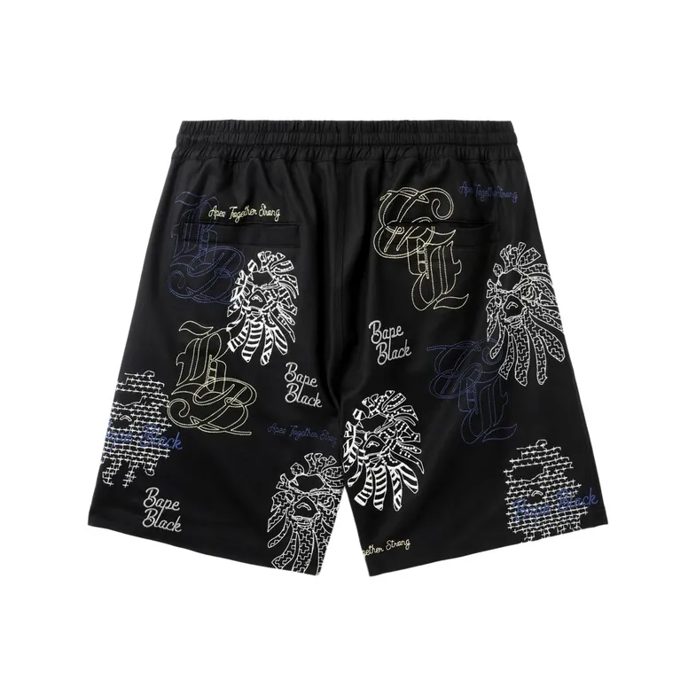 BAPE BLACK Graphic Stitch Shorts-2