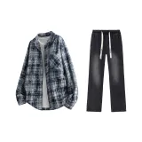Navy Blue Plaid+Black