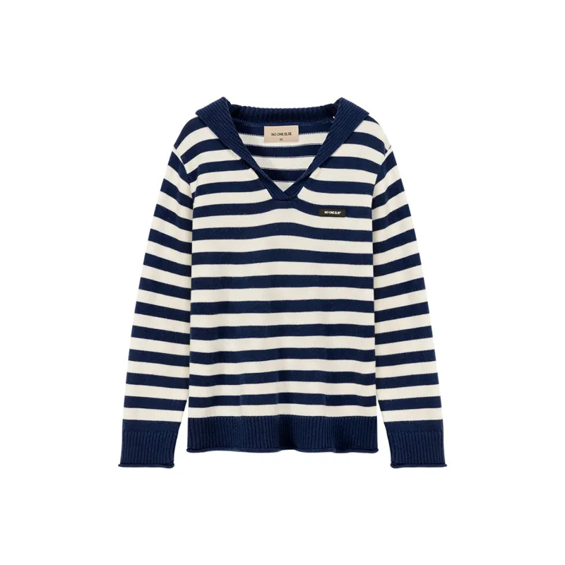 NO ONE ELSE Sweaters Women's Blue White Stripes-0