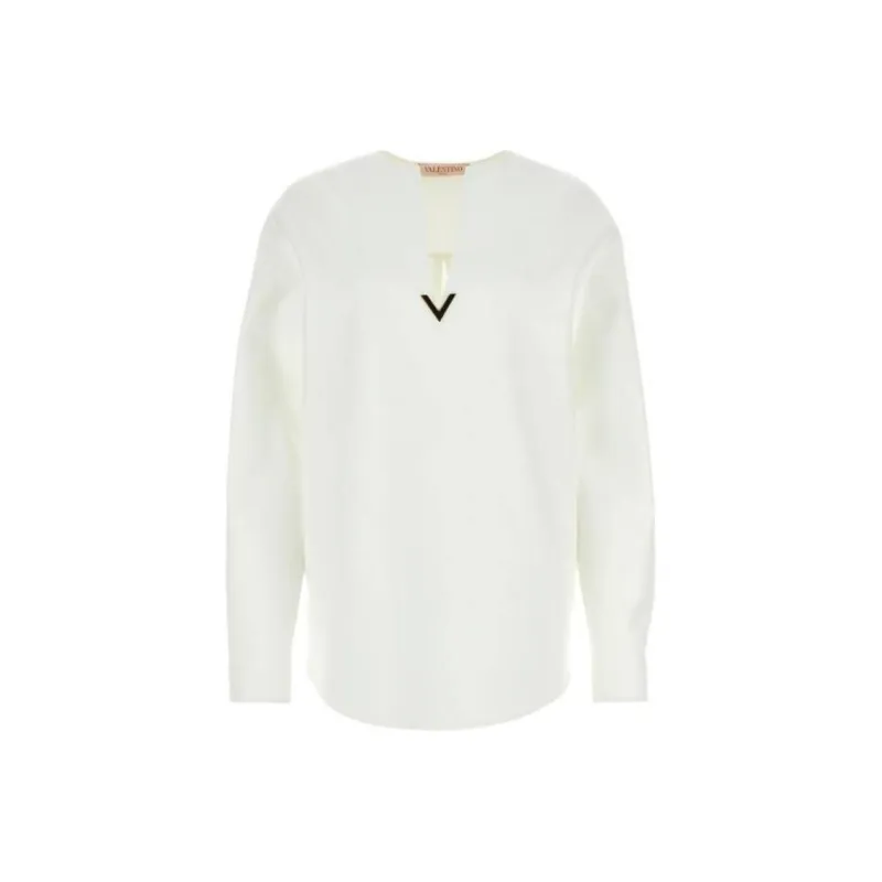 Valentino Logo Plaque V Neck Top-0