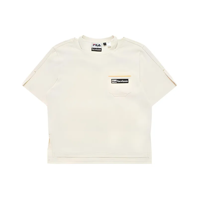 Facetasm X FILA FUSION FACETASM T Shirts Women's Maltose White-0