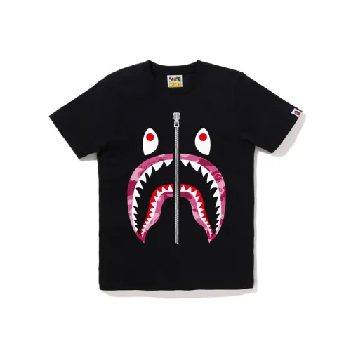 A BATHING APE Women's Woodland Camo Shark Tee White