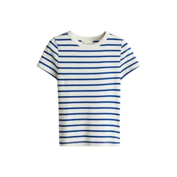 H&M T Shirt Women's Cream/Bright Blue
