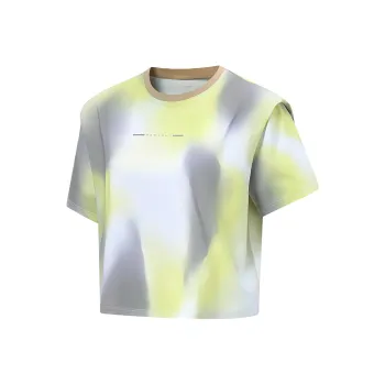 LINING Fitness Series T Shirts Women's Goat Gray All Over Print