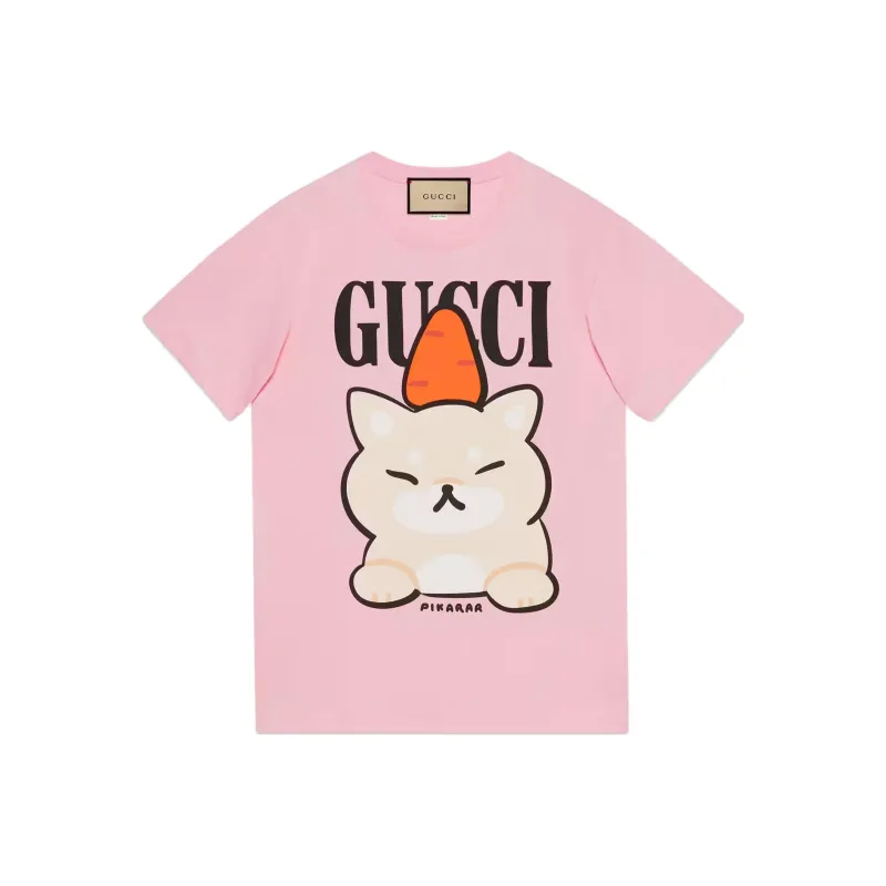 GUCCI Animal Print T Shirt Pink-0
