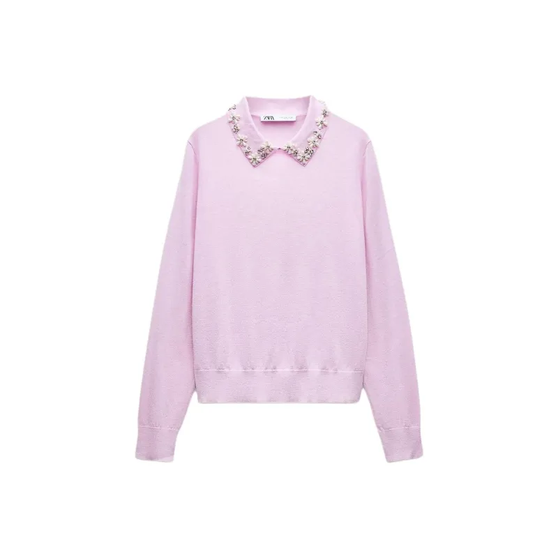 ZARA Sweater Women's Light Purple Red-0