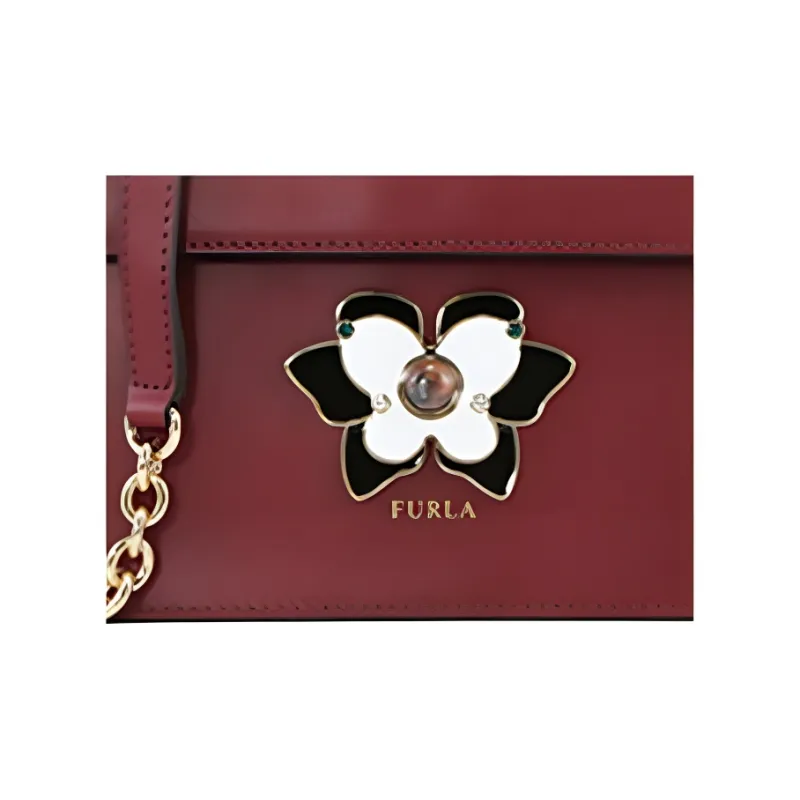 Furla Mughetto Cow Leather Crossbody Bag Women's Burgundy-4